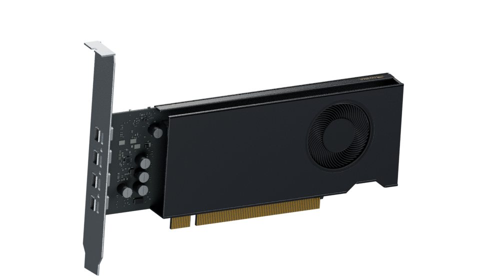 NexTec reference illustration of the single-slot RTX 2000E Ada with full-height bracket